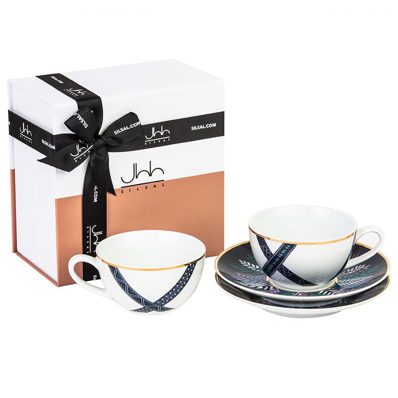 Tala Porcelain Tea Cup and Saucer Set of 2, large
